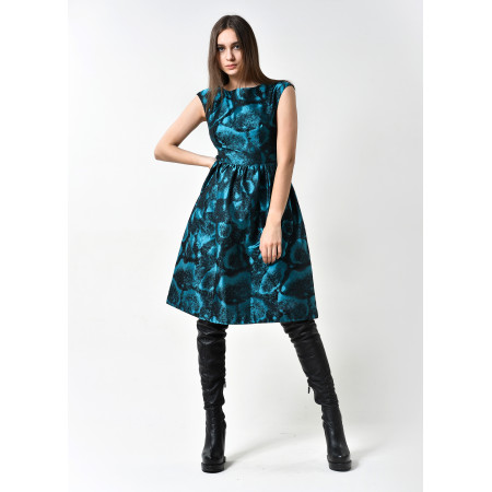 Платье «Верушка» черно-бирюзового цвета